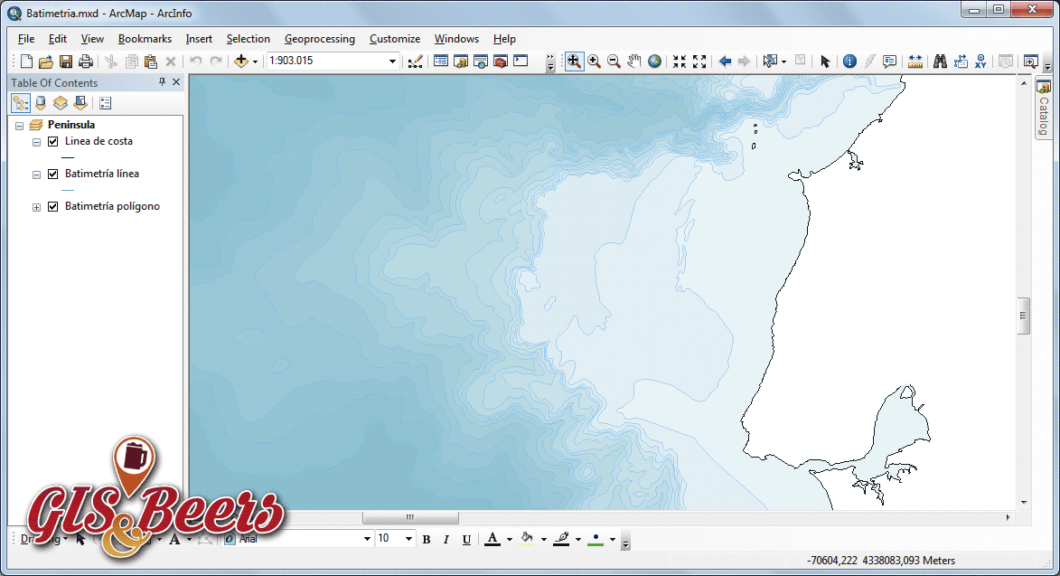 Batimetria de cartografia oceanica