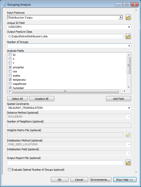 Herramienta de Grouping Cluster en ArcMap