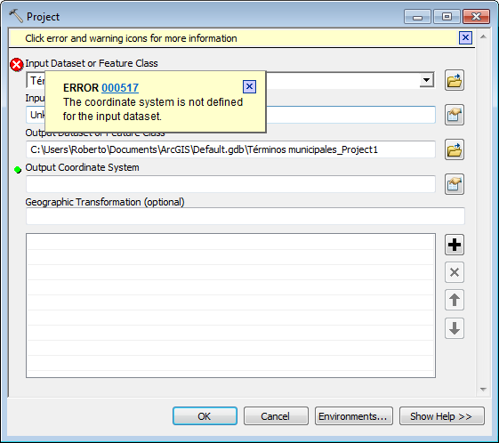 Error en ArcGIS