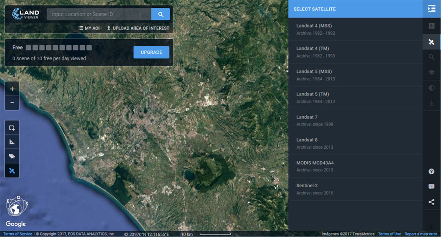 Descarga de imágenes satelitales con Land Viewer