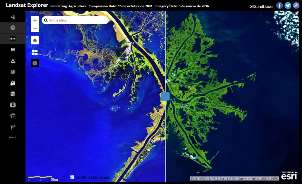 Bandas multiespectrales Landsat Explorer