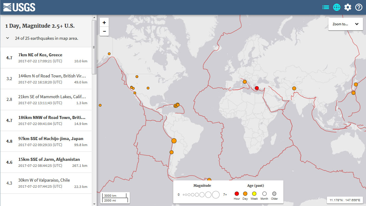 Mapa de terremotos