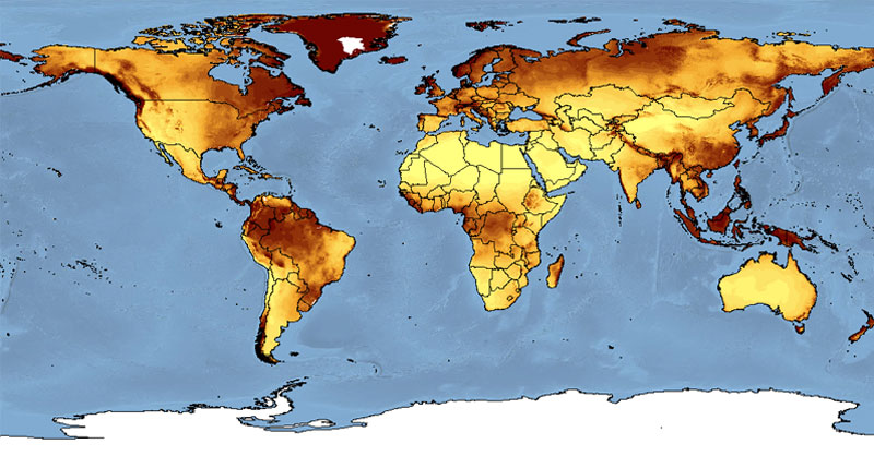 Cartografía para mapas de aridez mundial