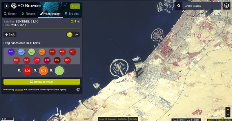 Imágenes satélite con EO Browser