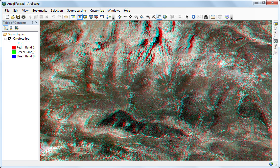 Visualización de mapas de anaglifos en ArcScene