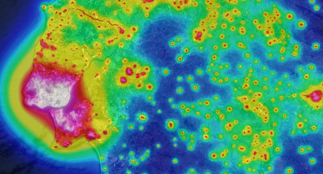 Mapa de contaminación lumínica de España