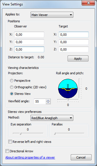 configuración de vista para anaglifos