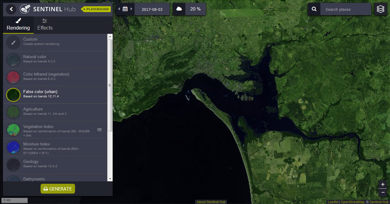 visor de imágenes satélite Sentinel Playground