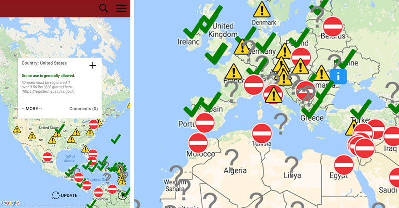 DroneMate, mapa de legislación para drones