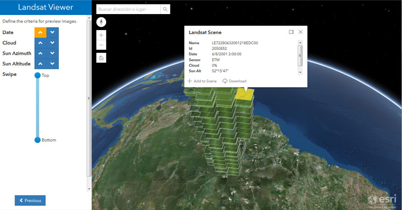 Descarga de imágenes satélite Landsat