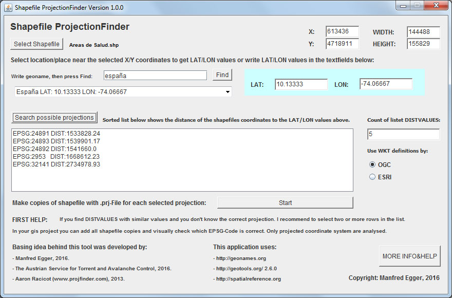 Shapefile Projection Finder para asignar archivos PRJ