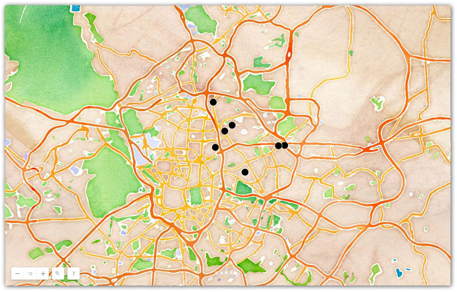 El círculo de Canter, coordenadas de delitos en el mapa