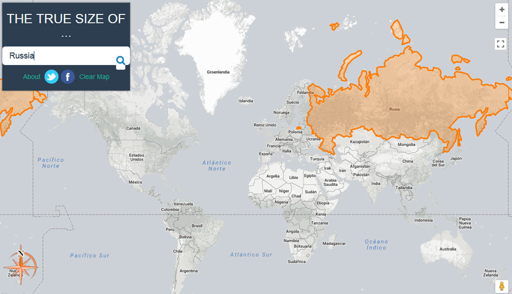 Comparativa del tamaño real de los países