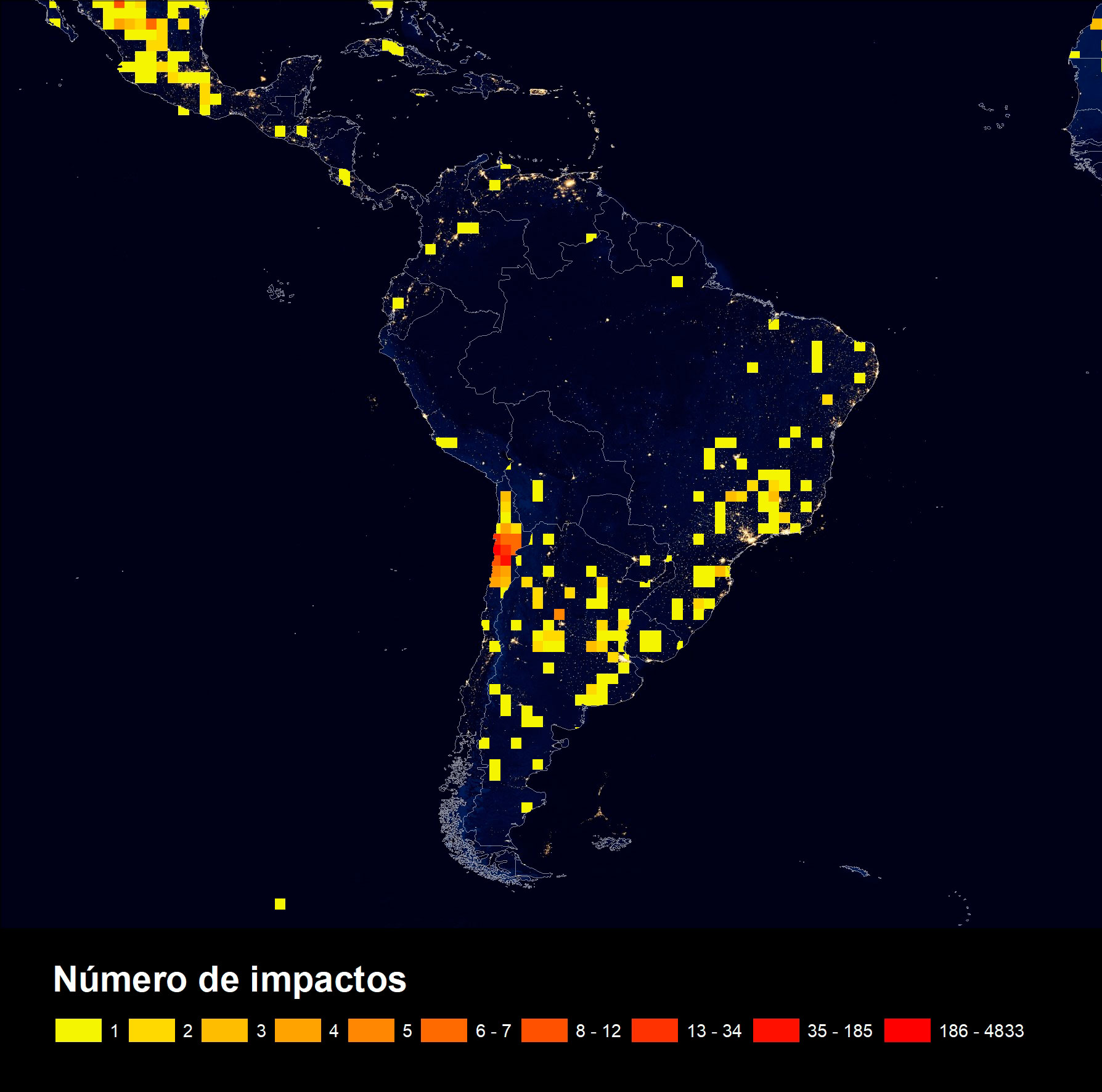 Mapa de impacto de meteoritos