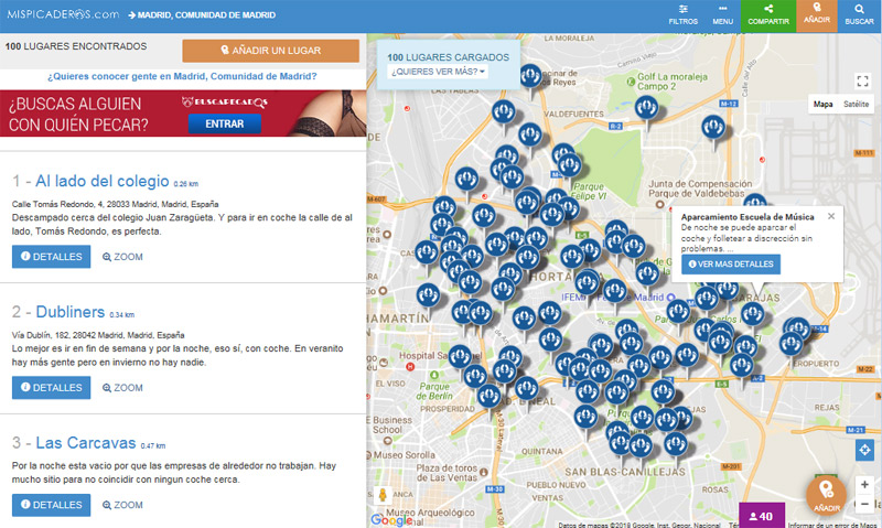 Mapa de sitios donde practicar sexo en San Valentín