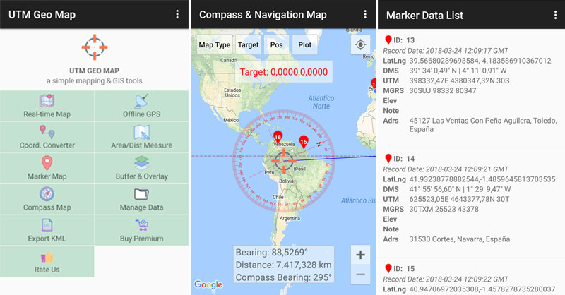 Geocoding, y conversor de coordenadas con la aplicación GPS UTM Geo Map