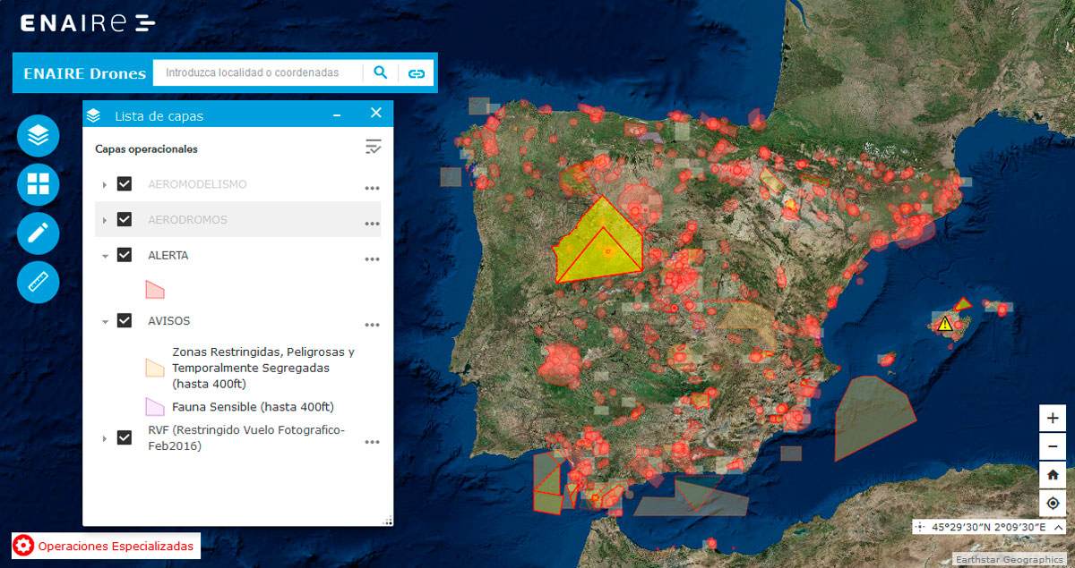 Zonas de vuelo para drones