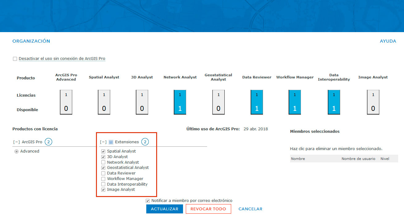 Activar extensiones de ArcGIS Pro desde ArcGIS Online