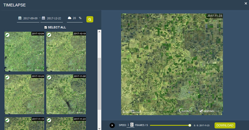 Cómo crear timelapses de imágenes satélite con EO Browser