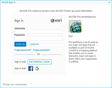 Sign in ArcGIS Pro