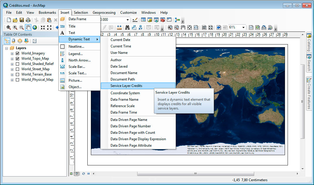 Eliminar Layer Credits en ArcGIS