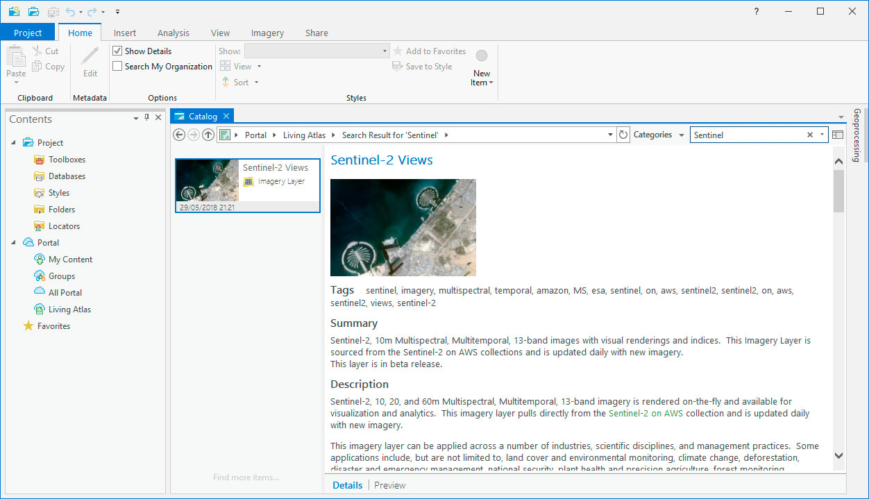 Living Atlas en el entorno de ArcGIS Pro