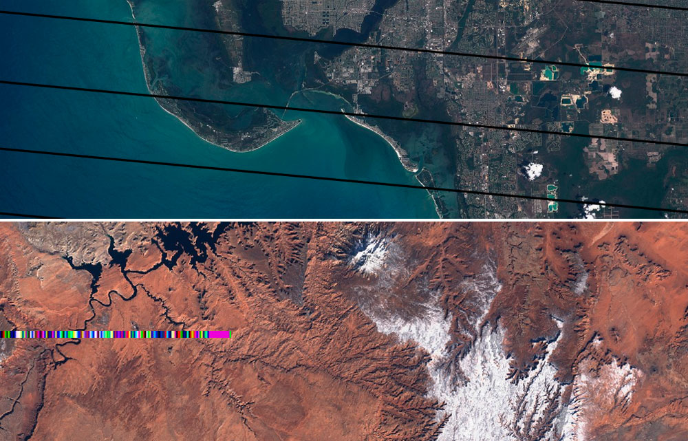 Bandeado y corrección radiométrica de imágenes satélite