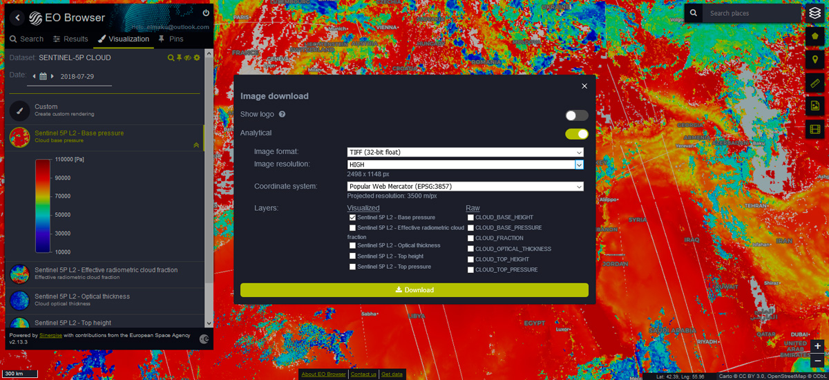 Disponibles los datos atmosféricos de Sentinel 5P