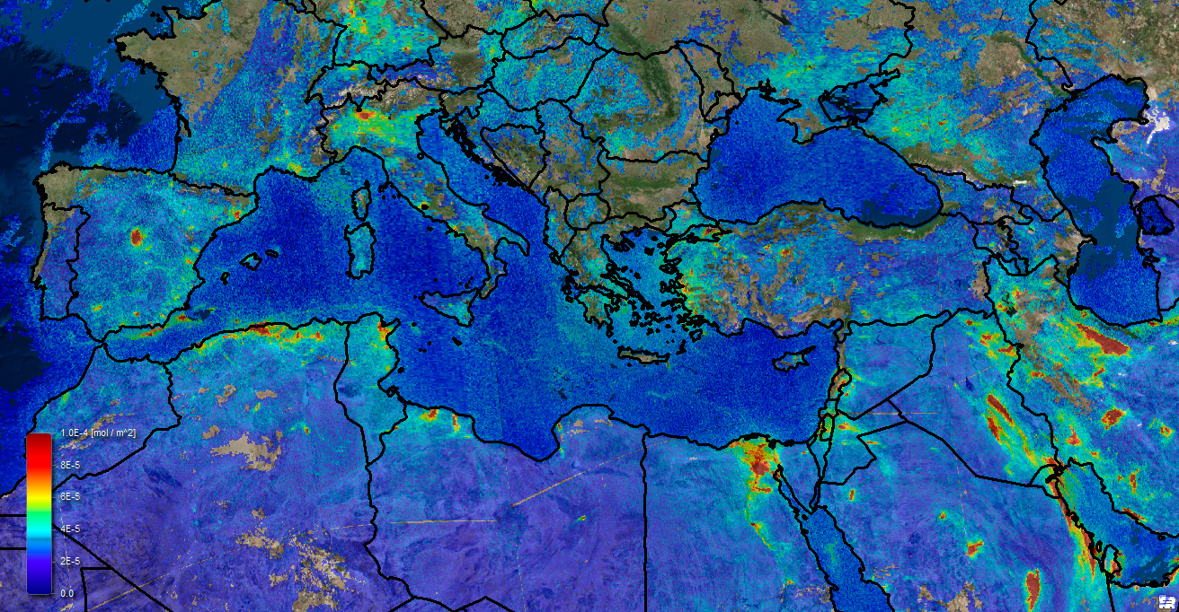 Datos atmosféricos de Sentinel 5P