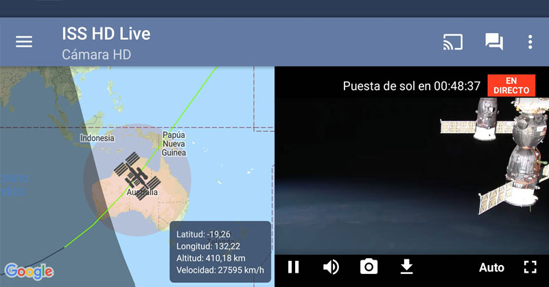 Visualizar la Tierra en tiempo real desde la ISS