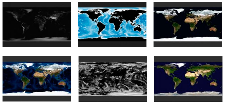 Mapas satélite mundiales sin nubes del Blue Marble