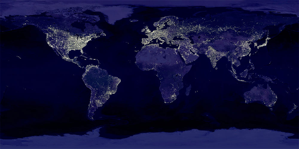 Blue Marble de imágenes mundiales nocturnas