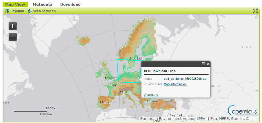 Descargar DEM Europeo de Copernicus