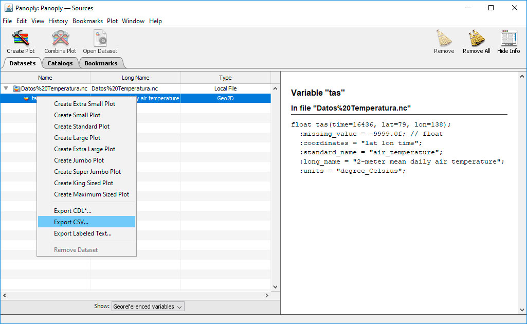 Convertir archivos NetCDF a CSV