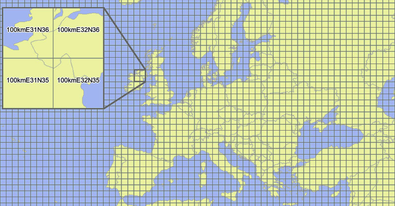 Malla de cuadrículas ETRS89-LAEA de la Unión Europea