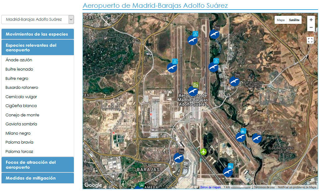 Mapa de Fauna de Interés para la Aviación de AESA
