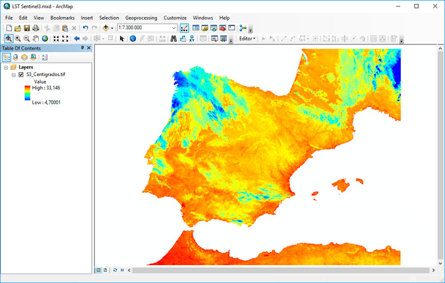 Mapas de temperatura superficial en ArcGIS