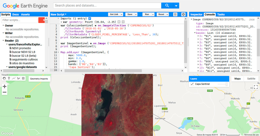 Componer y visualizar imágenes en Google Earth Engine
