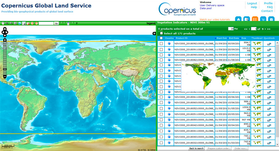 Descargar datos munidales NDVI en tiempo real