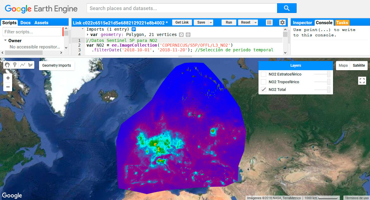 Descarga de datos atmosféricos con GEE