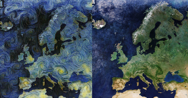 Imágenes Sentinel convertidas en arte Van Gogh