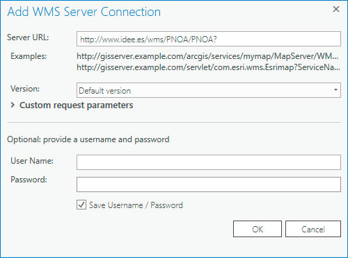 Añadir servidores WMS en ArcGIS Pro