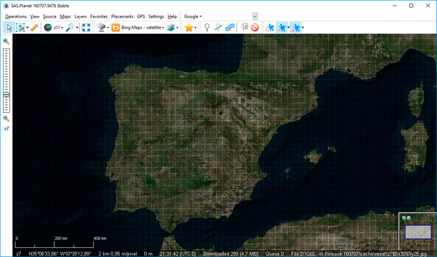 SAS Planet para descarga de imágenes y mapas