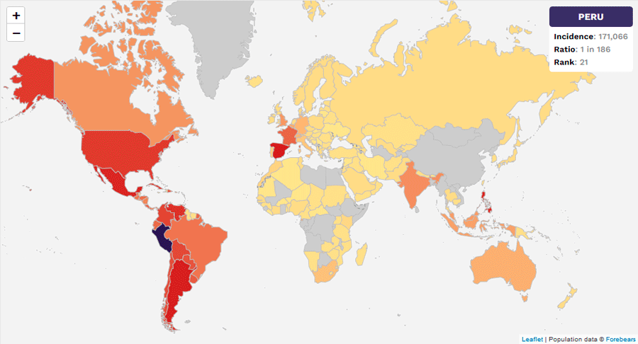 Mapa de los apellidos en el mundo