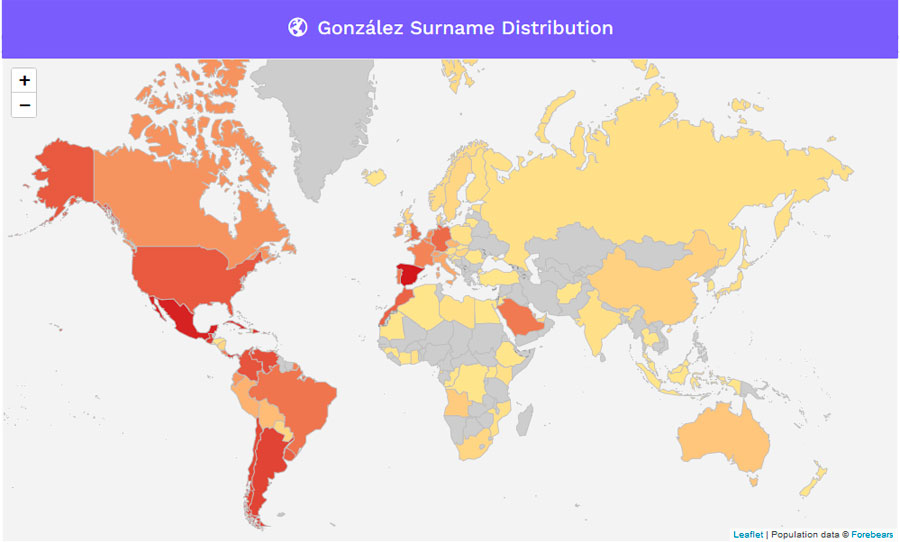 Mapa mundial de los apellidos