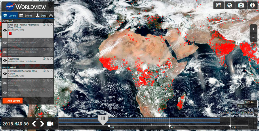 World View para identificar y descargar cartografía de incendios