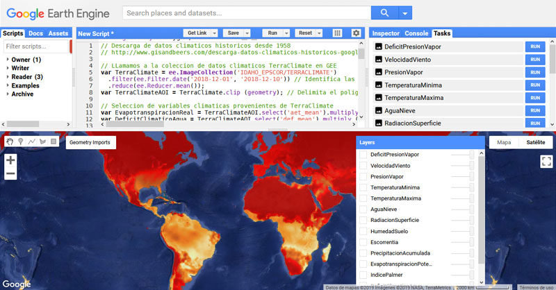 Descarga de datos climáticos históricos con Google Earth Engine