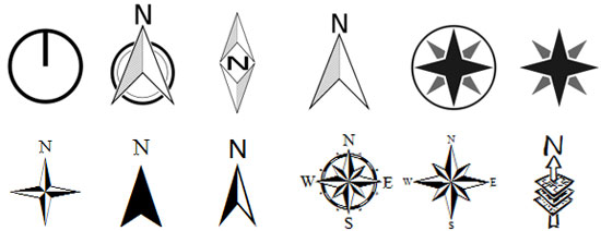 Simbología norte y rosa de los vientos en SIG