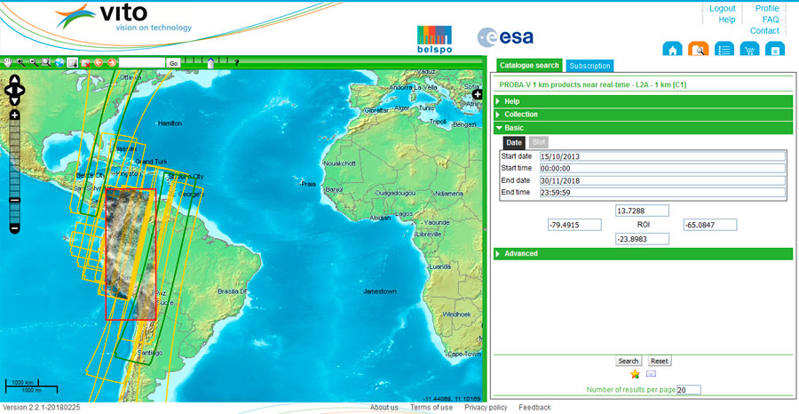 Visor VITO de imágenes satelitales PROBA-V