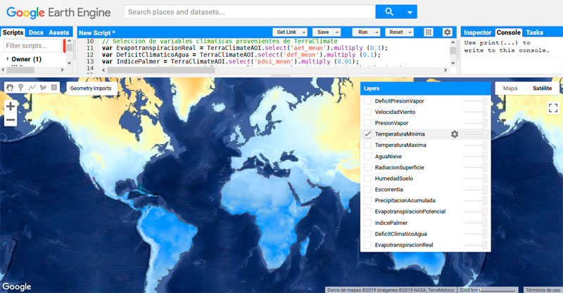 Cartografía de datos climáticos en Google Earth
